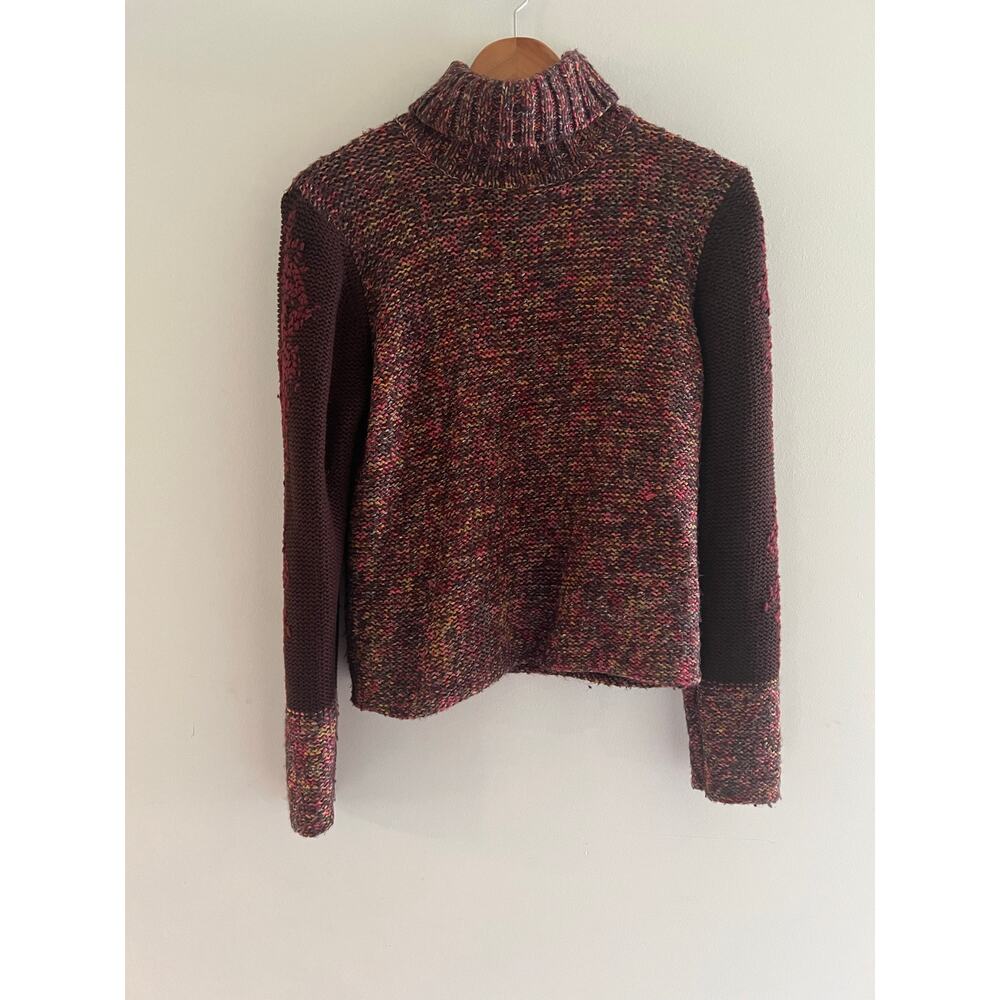 Spanner Chunky Knit Turtleneck Sweater Red Brown Size Medium JL